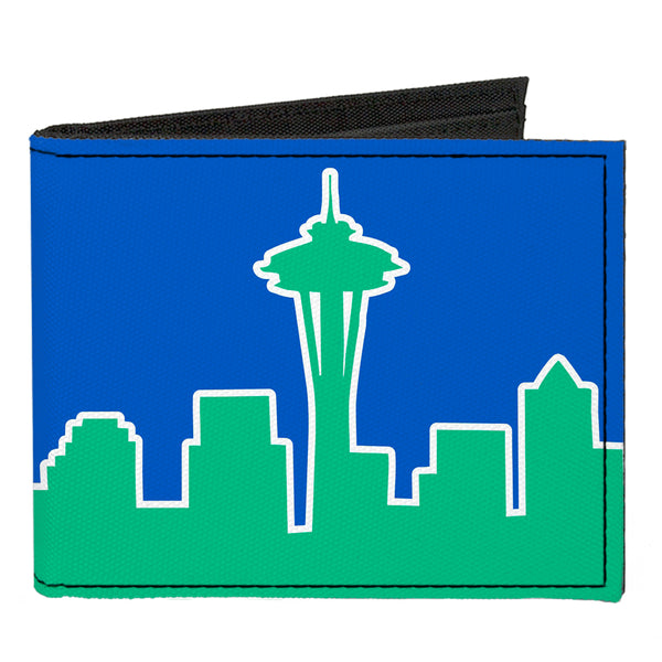 Buckle-Down Canvas Bi-Fold Wallet - Seattle Skyline Blue Green