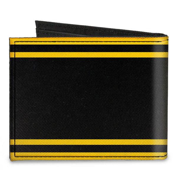 Buckle-Down Canvas Bi-Fold Wallet - SUPER BEE Logo Stripes Black Yellow