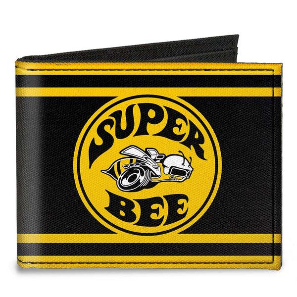 Buckle-Down Canvas Bi-Fold Wallet - SUPER BEE Logo Stripes Black Yellow