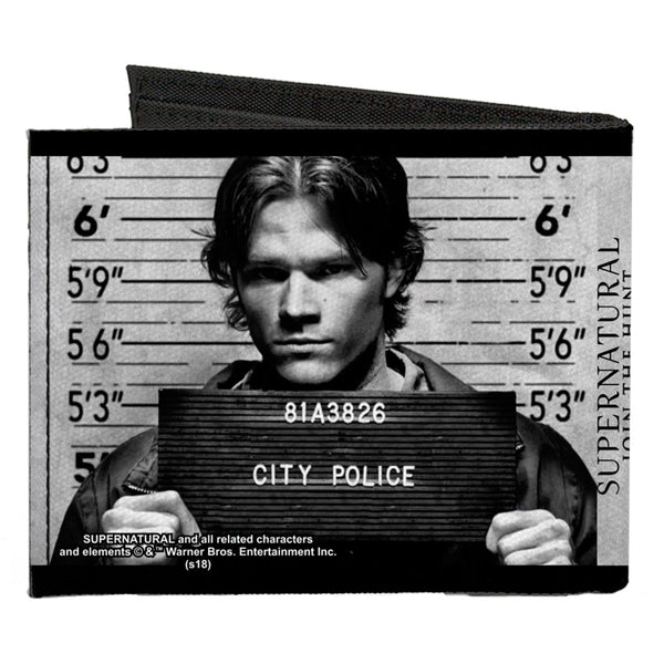 Buckle-Down Canvas Bi-Fold Wallet - Supernatural Dean + Sam Mug Shots Grays Black White