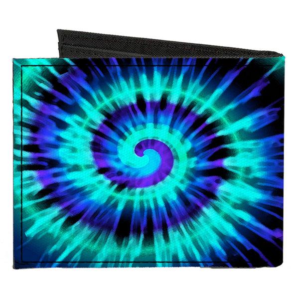 Buckle-Down Canvas Bi-Fold Wallet - Tie Dye Spiral Blues Purples