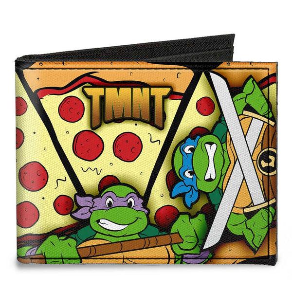 Buckle-Down Canvas Bi-Fold Wallet - TMNT Turtle Battle Poses Pizza