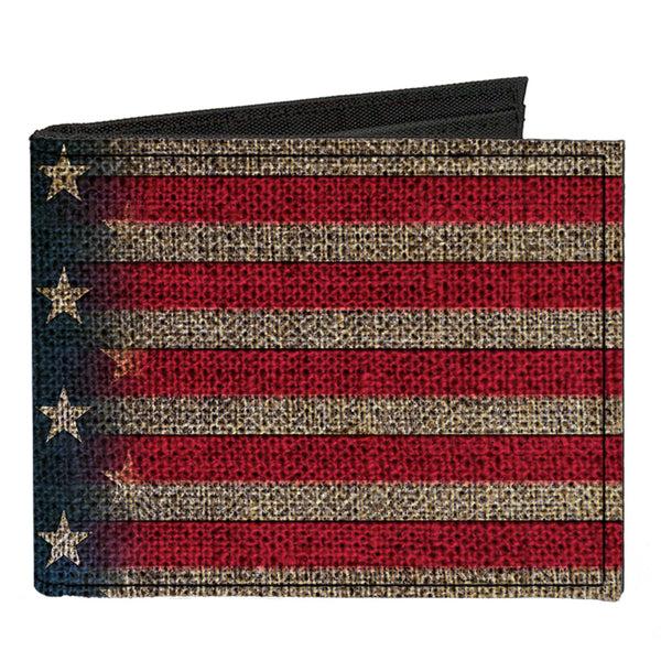 Buckle-Down Canvas Bi-Fold Wallet - Vintage US Flag Stretch