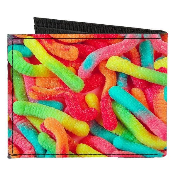 Buckle-Down Canvas Bi-Fold Wallet - Vivid Sour Worms Stacked