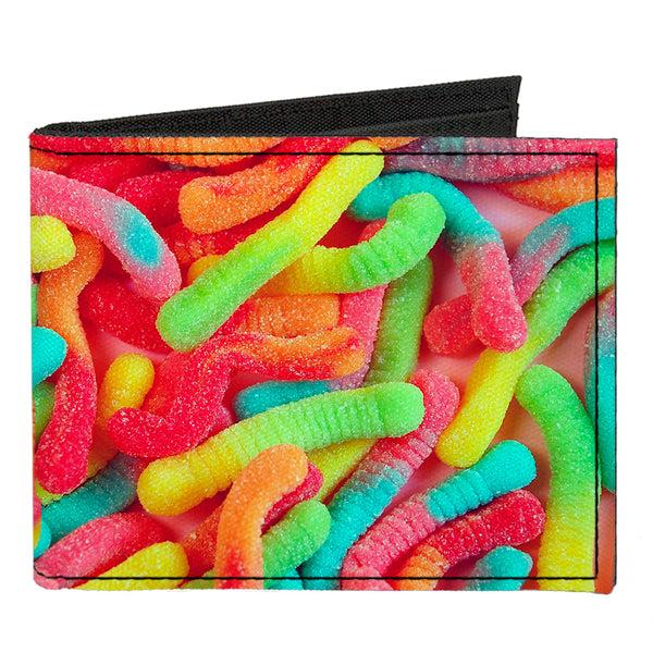 Buckle-Down Canvas Bi-Fold Wallet - Vivid Sour Worms Stacked