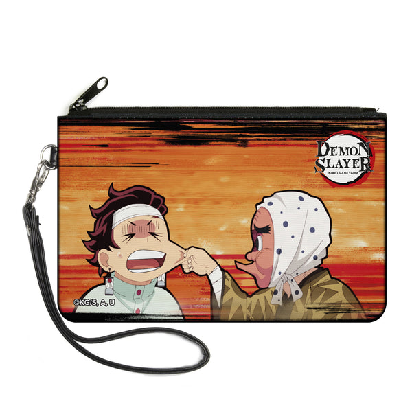 Buckle-Down Canvas Zipper Wallet - LARGE - Demon Slayer Chibi Tetsumotonaka Pinching Tanjiro Kamado Cheek Scene