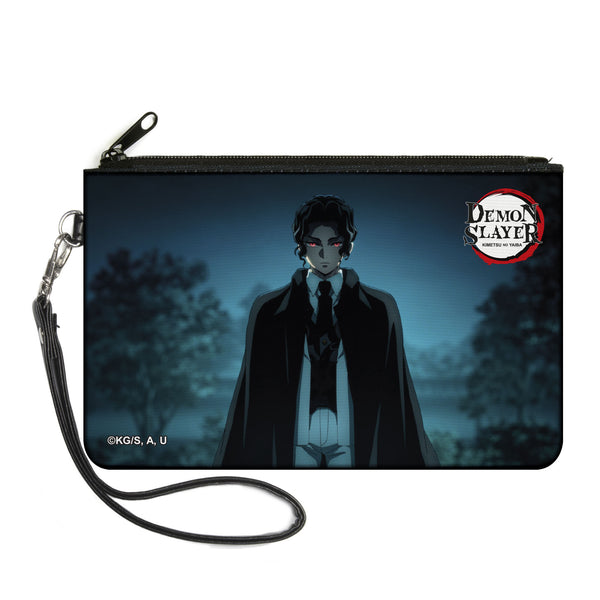 Buckle-Down Canvas Zipper Wallet - LARGE - DEMON SLAYER Muzan Kibutsuji Standing Pose and Title Logo