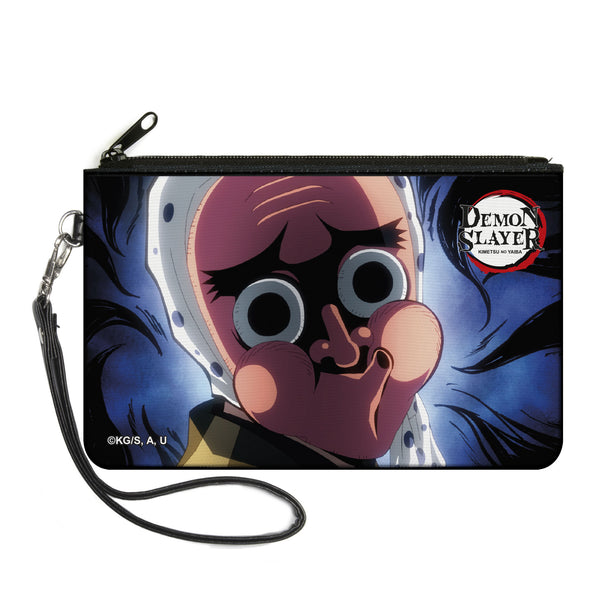 Buckle-Down Canvas Zipper Wallet - LARGE - Demon Slayer Tetsumotonaka Close-Up Pose Blue Swirl