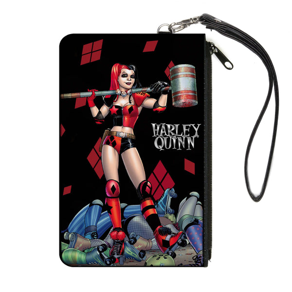 Buckle-Down Canvas Zipper Wallet - LARGE - HARLEY QUINN Issue #1 Roller Derby Hammer Cover Pose