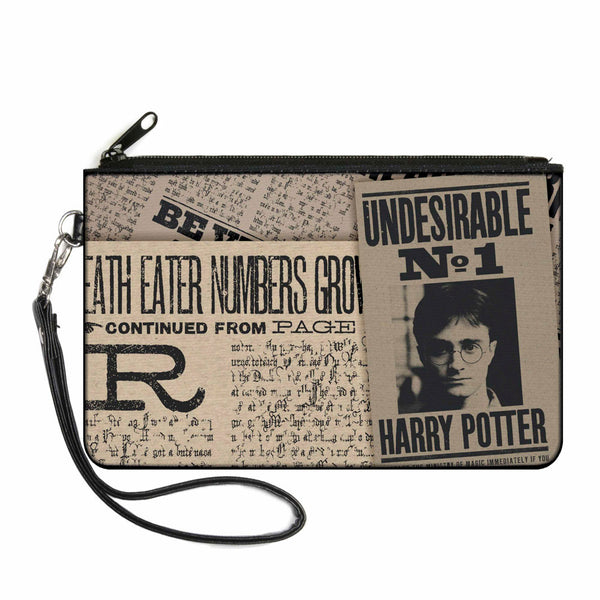 Buckle-Down Canvas Zipper Wallet - LARGE - Harry Potter Newspaper Headlines UNDESIRABLE NO 1