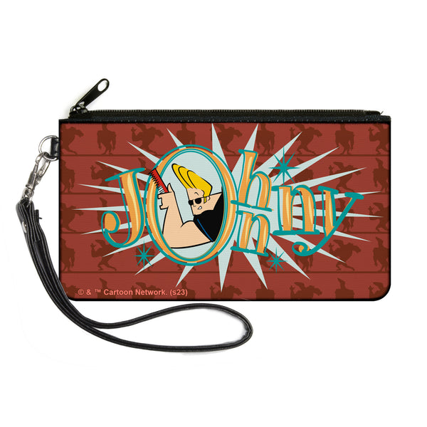 Buckle-Down Canvas Zipper Wallet - LARGE - JOHNNY BRAVO Title Logo and Flex Pose Turns Reds