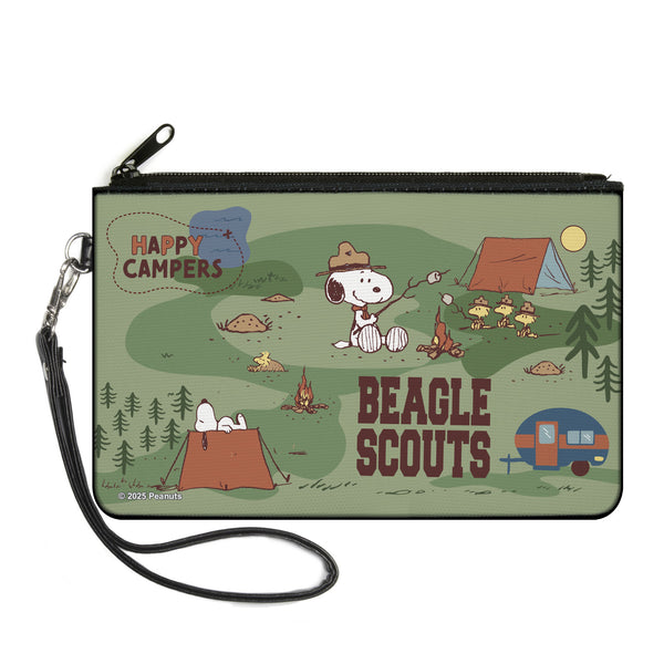 Buckle-Down Canvas Zipper Wallet - LARGE - Peanuts HAPPY CAMPER BEAGLE SCOUTS Scenes