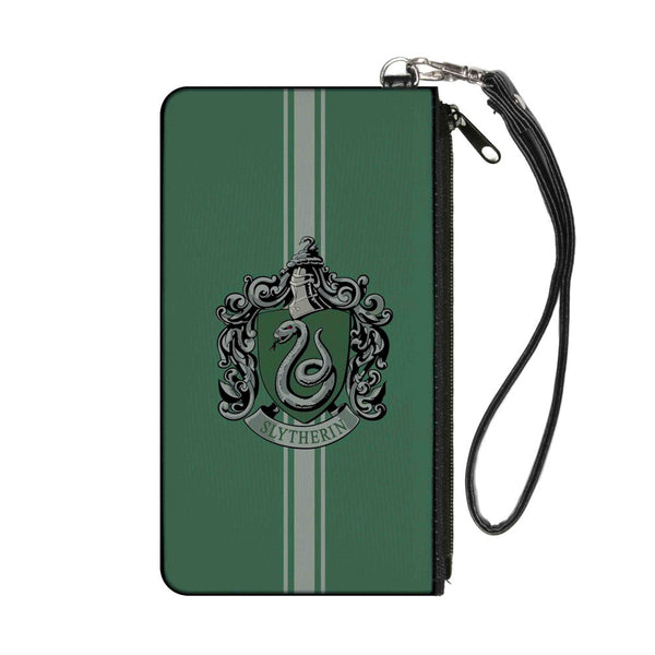 Buckle-Down Canvas Zipper Wallet - LARGE - SLYTHERIN Crest Vertical Stripe Green Gray