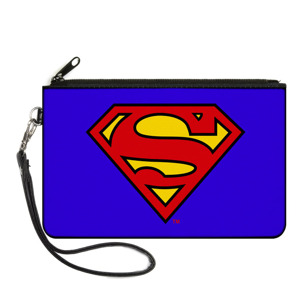 Buckle-Down Canvas Zipper Wallet - LARGE - Superman Blue