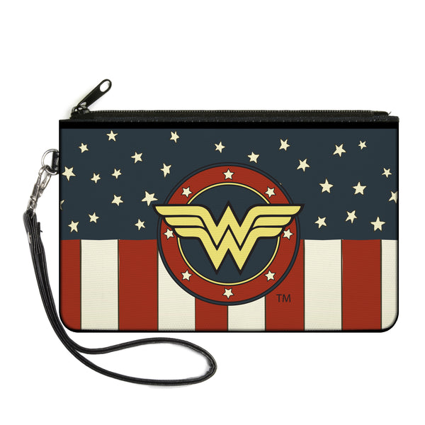 Buckle-Down Canvas Zipper Wallet - LARGE - WONDER WOMAN/Logo Americana Red/White/Blue/Yellow