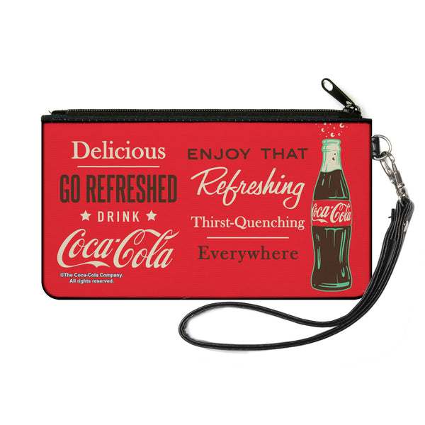 Buckle-Down Canvas Zipper Wallet - SMALL - Coca-Cola ENJOY THAT EVERYWHERE Bottle Red/White/Brown