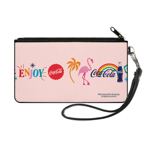 Buckle-Down Canvas Zipper Wallet - SMALL - Coca-Cola ENJOY Vibrant Icons Collage Pinks/Multi Color