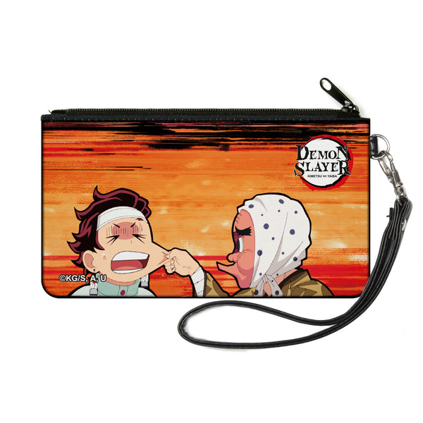 Buckle-Down Canvas Zipper Wallet - SMALL - Demon Slayer Chibi Tetsumotonaka Pinching Tanjiro Kamado Cheek Scene