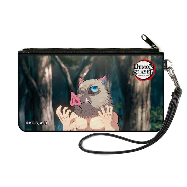 Buckle-Down Canvas Zipper Wallet - SMALL - DEMON SLAYER Inosuke Hashibira Boar Head Pose and Title Logo
