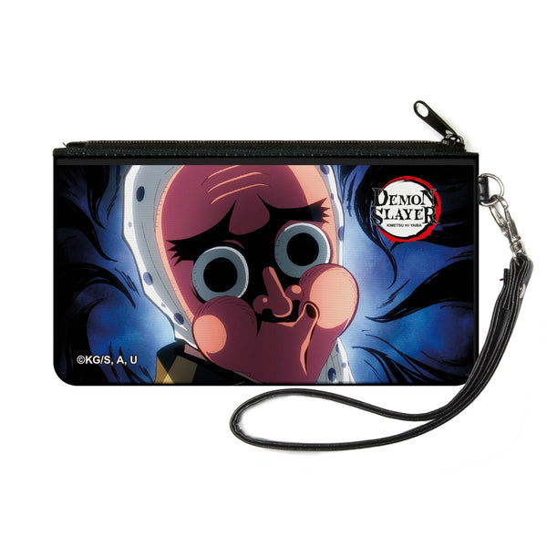 Buckle-Down Canvas Zipper Wallet - SMALL - Demon Slayer Tetsumotonaka Close-Up Pose Blue Swirl