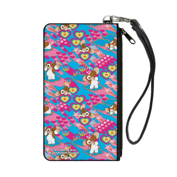 Buckle-Down Canvas Zipper Wallet - SMALL - Gremlins The New Batch Gizmo Poses Peace Collage Blues/Pinks