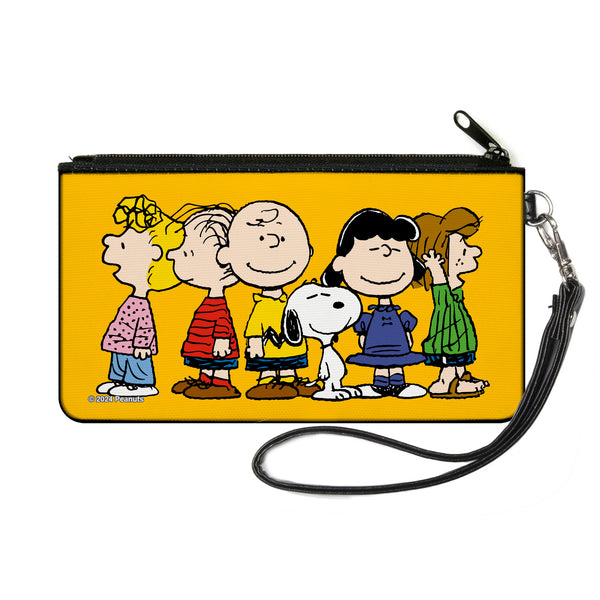 Buckle-Down Canvas Zipper Wallet - SMALL - Peanuts Gang Close-Up Group Pose Golden Yellow