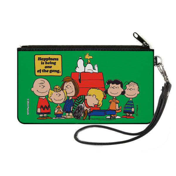 Buckle-Down Canvas Zipper Wallet - SMALL - Peanuts Gang HAPINESS IS BEING ONE OF THE GANG Group Pose Green