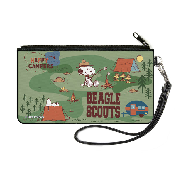 Buckle-Down Canvas Zipper Wallet - SMALL - Peanuts HAPPY CAMPER BEAGLE SCOUTS Scenes