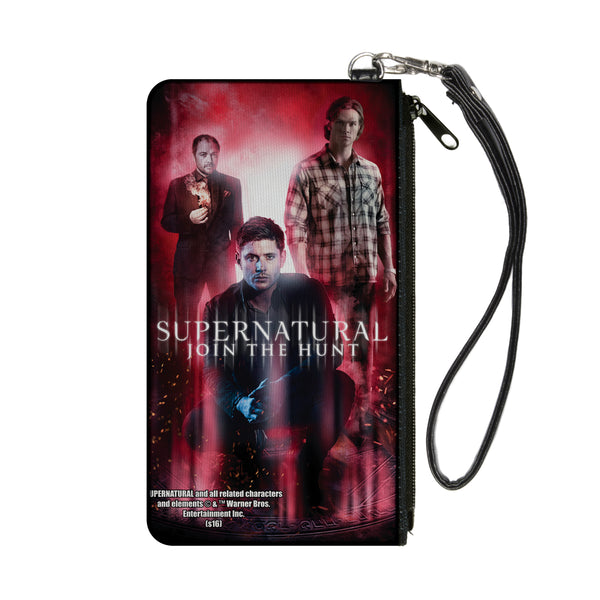 Buckle-Down Canvas Zipper Wallet - SMALL - SUPERNATURAL-JOIN THE HUNT Crowley/Dean/Sam Group Pose Black/Red Glow