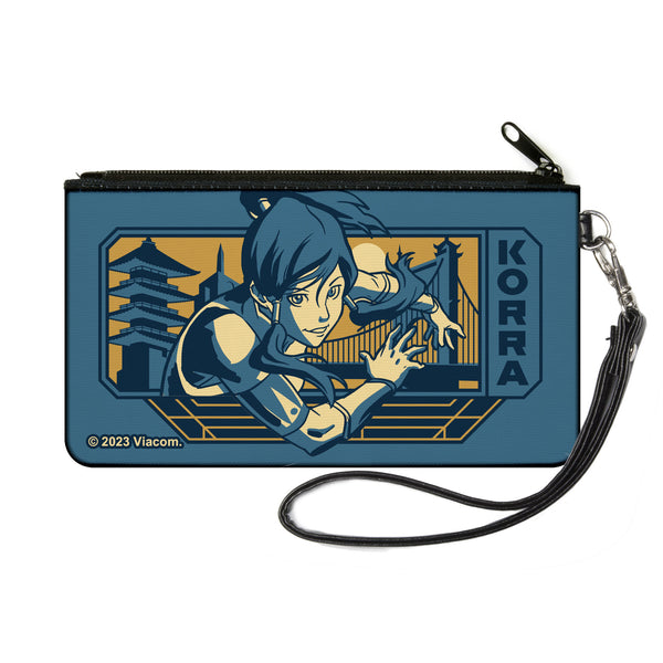 Buckle-Down Canvas Zipper Wallet - SMALL - The Legend of Korra Avatar KORRA Bridge Pose and Text Blues