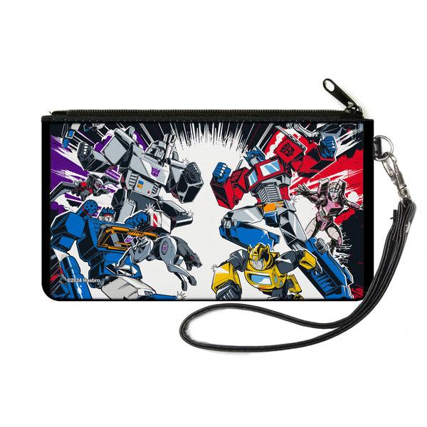 Buckle-Down Canvas Zipper Wallet - SMALL - Transformers Decepticon and Autobots Battle Black/White