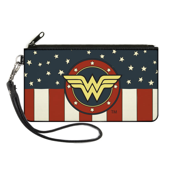 Buckle-Down Canvas Zipper Wallet - SMALL - WONDER WOMAN/Logo Americana Red/White/Blue/Yellow