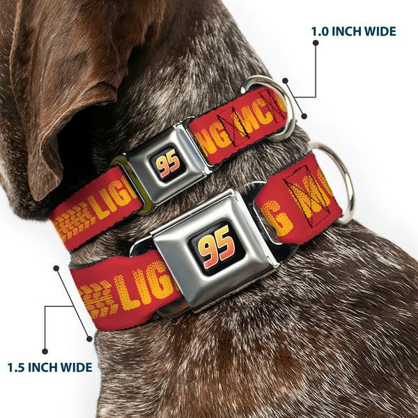 Buckle-Down Cars Lightning McQueen 95 Logo Full Color Black/Red Fade Seatbelt Buckle Collar - Cars LIGHTNING MCQUEEN Tread Red/Orange