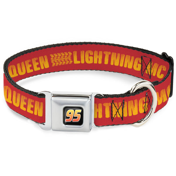 Buckle-Down Cars Lightning McQueen 95 Logo Full Color Black/Red Fade Seatbelt Buckle Collar - Cars LIGHTNING MCQUEEN Tread Red/Orange