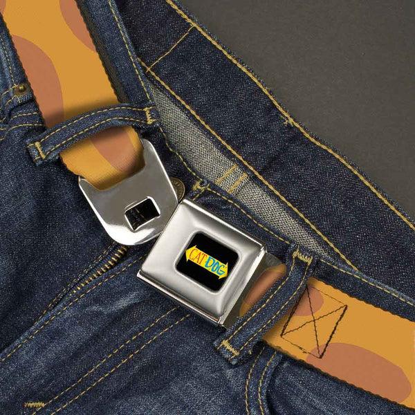 Buckle-Down CAT DOG Logo Full Color Black/Yellow/Red/Blue Seatbelt Belt - CatDog Stretch/CATDOG Logo Webbing