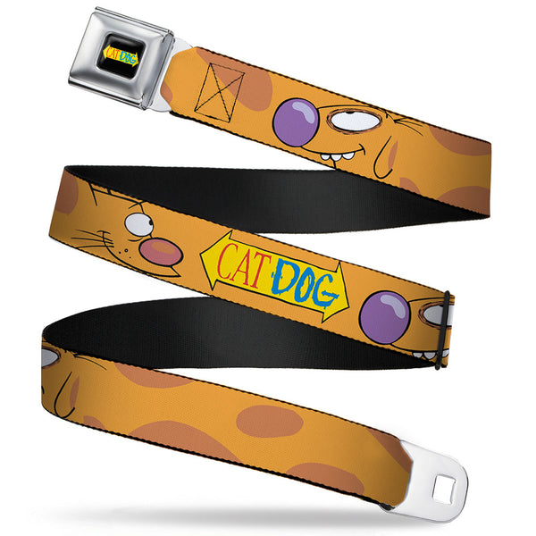 Buckle-Down CAT DOG Logo Full Color Black/Yellow/Red/Blue Seatbelt Belt - CatDog Stretch/CATDOG Logo Webbing