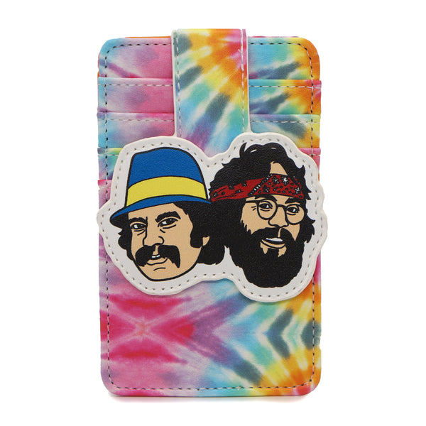 Buckle-Down Cheech And Chong Vegan Leather Wallet ID Card Holder Faces Multi Color Tie Dy