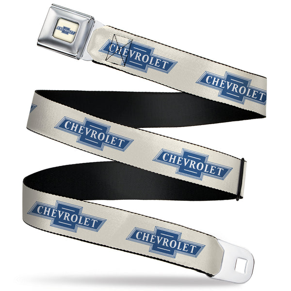 Buckle-Down CHEVROLET 1940 Bowtie Text Logo Full Color White/Blues Seatbelt Belt - CHEVROLET 1940 Bowtie Text Logo White/Blues Webbing