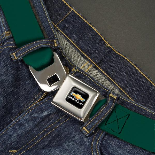 Buckle-Down Chevy Bowtie Full Color Black/Gold Seatbelt Belt - Hunter Webbing