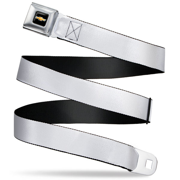 Buckle-Down Chevy Bowtie Full Color Black/Gold Seatbelt Belt - White Webbing