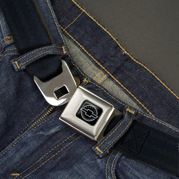 Buckle-Down Chevy Seatbelt Belt - Black Panel Webbing