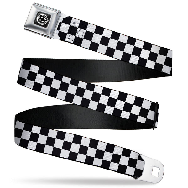 Buckle-Down Chevy Seatbelt Belt - Checker Black/White Webbing