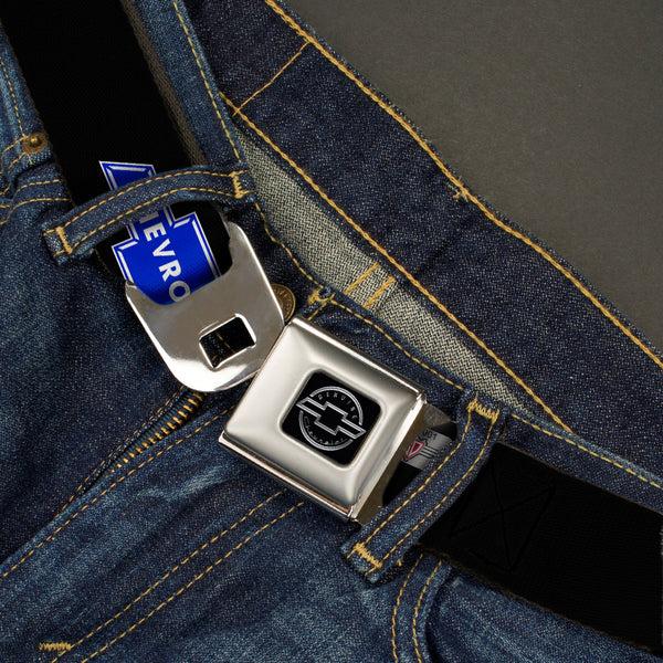 Buckle-Down Chevy Seatbelt Belt - Chevy Bowtie Logo REPEAT Webbing