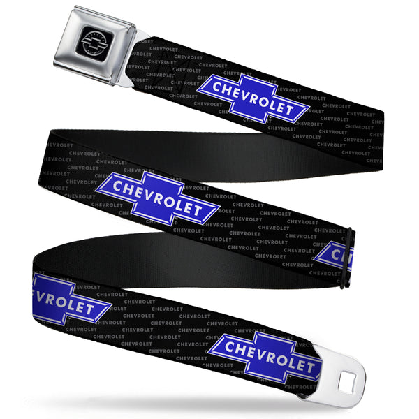 Buckle-Down Chevy Seatbelt Belt - Chevy Bowtie REPEAT W/Text Webbing