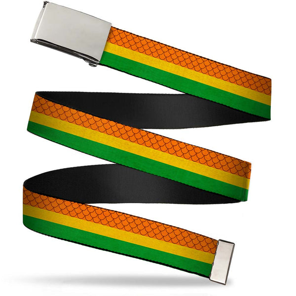 Buckle-Down Chrome Buckle Web Belt - Aquaman Rasta Webbing