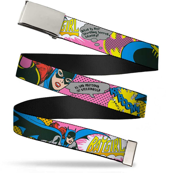 Buckle-Down Chrome Buckle Web Belt - BATGIRL-IS SHE HERO OR VILLAIN? w/Batgirl in Action Webbing