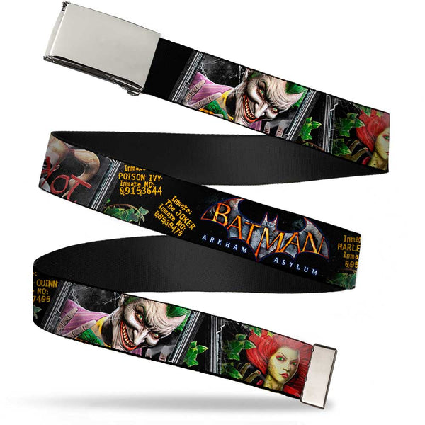 Buckle-Down Chrome Buckle Web Belt - BATMAN ARKHAM ASYLUM Patients Joker/Poison Ivy/Harley Quinn Webbing