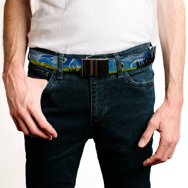 Buckle-Down Chrome Buckle Web Belt - Batman Dark Starry Night Webbing