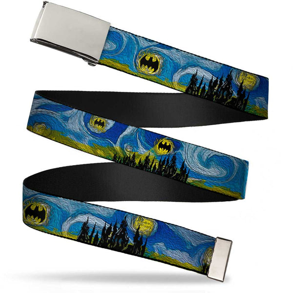 Buckle-Down Chrome Buckle Web Belt - Batman Dark Starry Night Webbing
