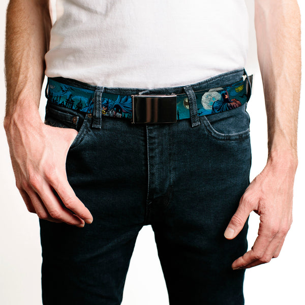 Buckle-Down Chrome Buckle Web Belt - Batman Gothic Knights Poses Webbing